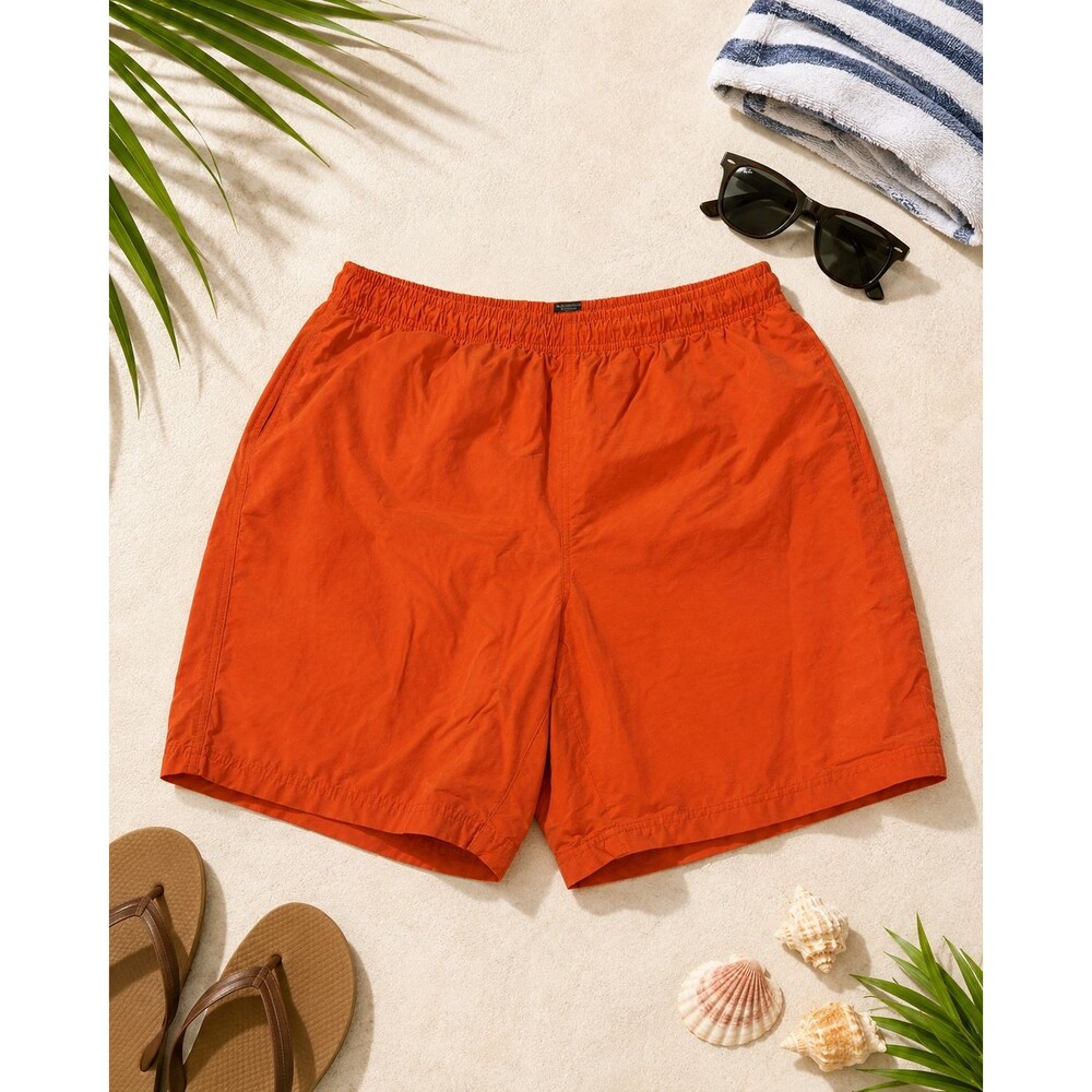 Eddie Bauer Sport Mens‎ XL Orange Swim Trunks Mesh Lined Nylon Cotton Shorts